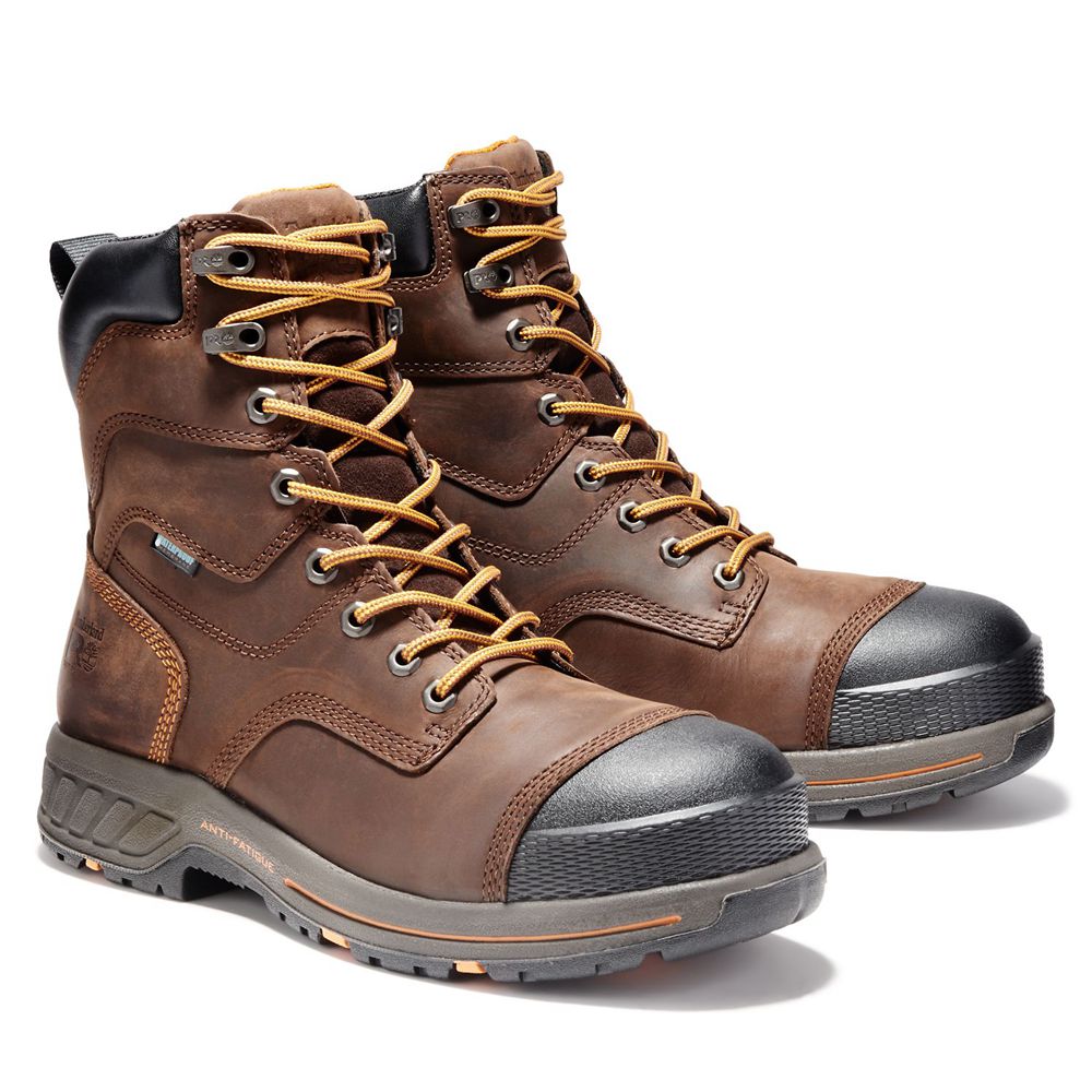 Botas de Trabajo Masculino - Timberland Pro® Helix Hd 8\" Soft Toe - CUNMO9403 - Marrom/Pretas